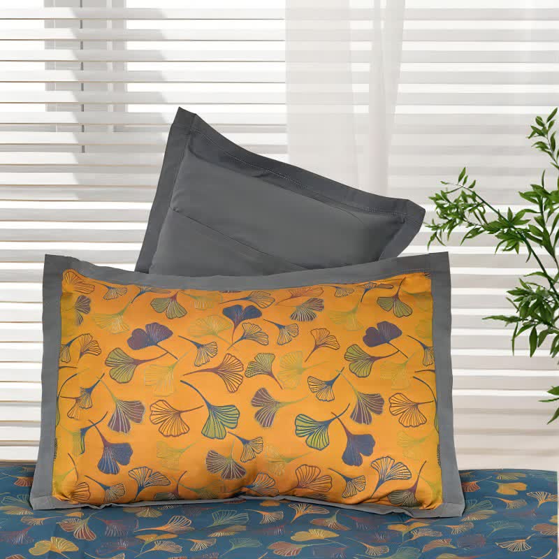 Ownkoti Ginkgo Leaf Soft Cotton Pillowcase (2PCS) - Yellow - 52cm x 78cm - image 0