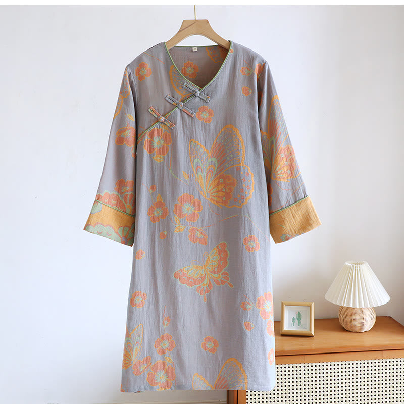 Ownkoti Pure Cotton Elegant Butterfly & Flower Nightdress