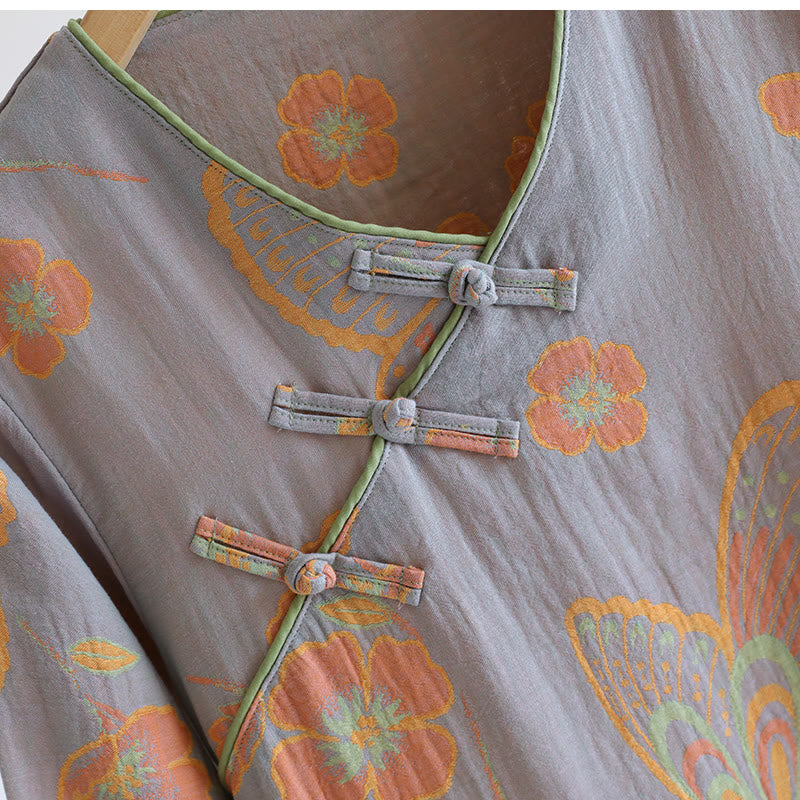 Ownkoti Pure Cotton Elegant Butterfly & Flower Nightdress