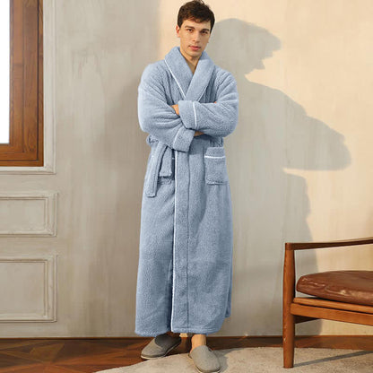 Ownkoti Comfy Fleece Pajama Long Bathrobe - Gray Blue - Men: 3XL - image 12