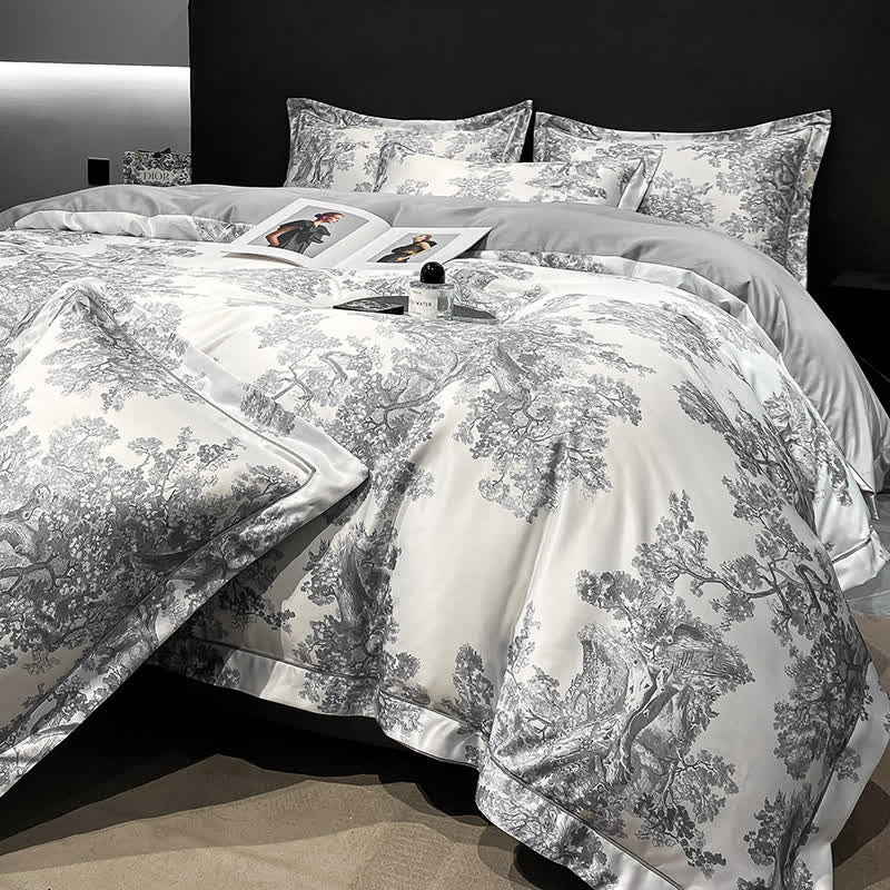 Ownkoti Rustic Floral Summer Breathable Bedding Set (4PCS) - Gray - King - image 1