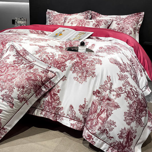 Ownkoti Rustic Floral Summer Breathable Bedding Set (4PCS) - Red - King - image 0