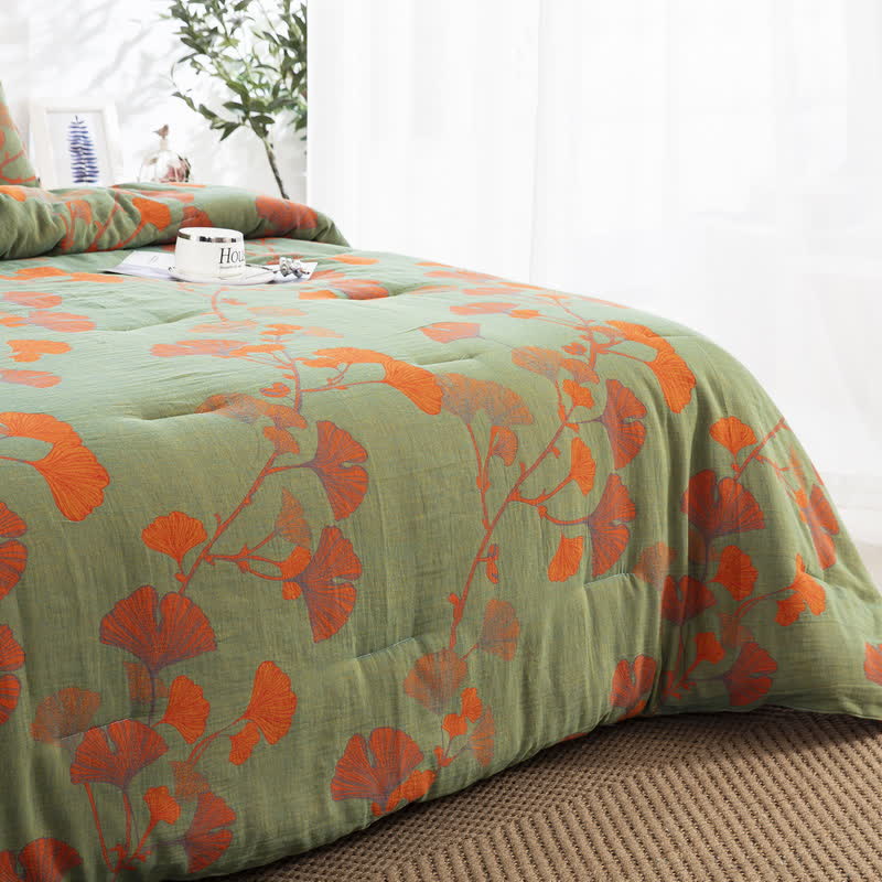 Ownkoti Rustic Ginkgo Leaf Cotton Gauze Bedding  - image 2