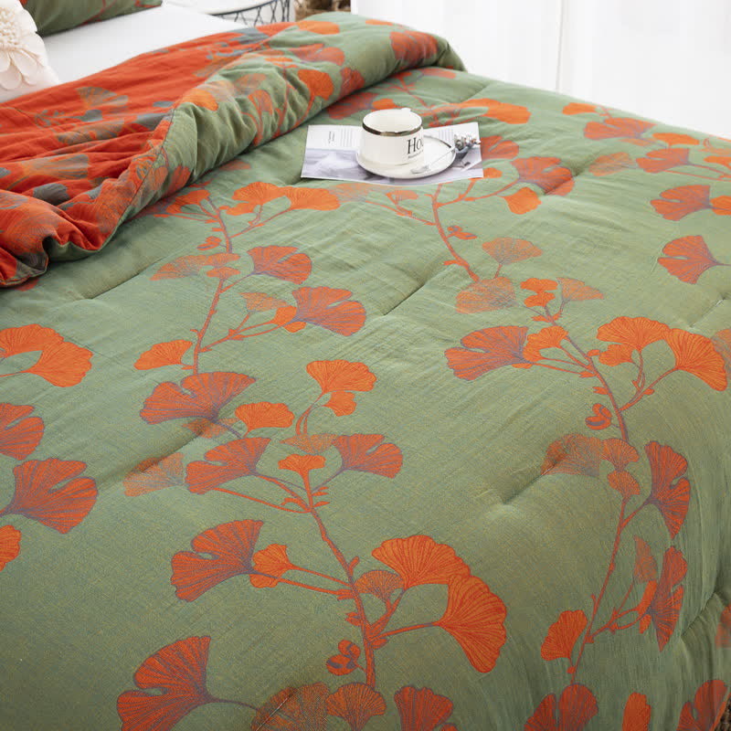 Ownkoti Rustic Ginkgo Leaf Cotton Gauze Bedding  - image 4