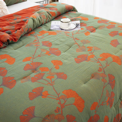 Ownkoti Rustic Ginkgo Leaf Cotton Gauze Bedding  - image 4