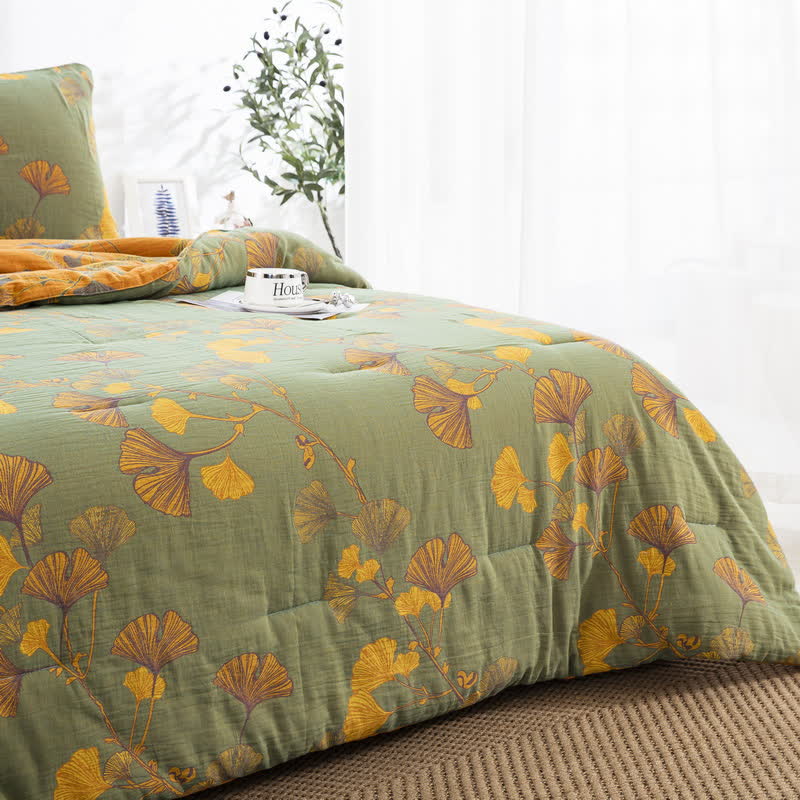 Ownkoti Rustic Ginkgo Leaf Cotton Gauze Bedding  - image 20