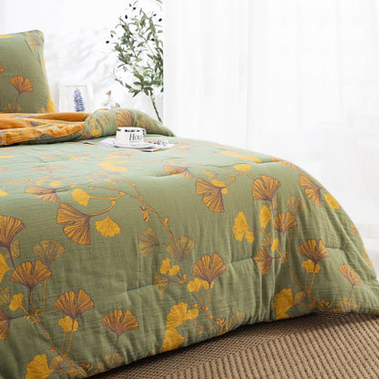 Ownkoti Rustic Ginkgo Leaf Cotton Gauze Bedding  - image 20