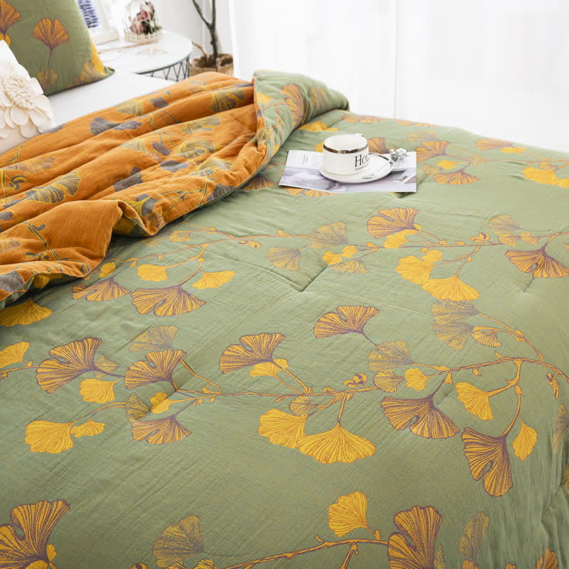Ownkoti Rustic Ginkgo Leaf Cotton Gauze Bedding  - image 23
