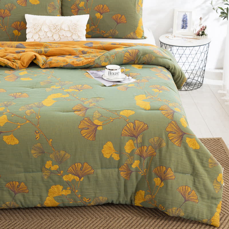 Ownkoti Rustic Ginkgo Leaf Cotton Gauze Bedding  - image 21