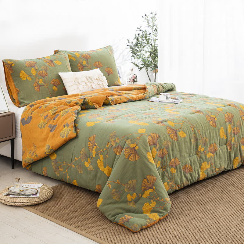 Ownkoti Rustic Ginkgo Leaf Cotton Gauze Bedding  - image 19