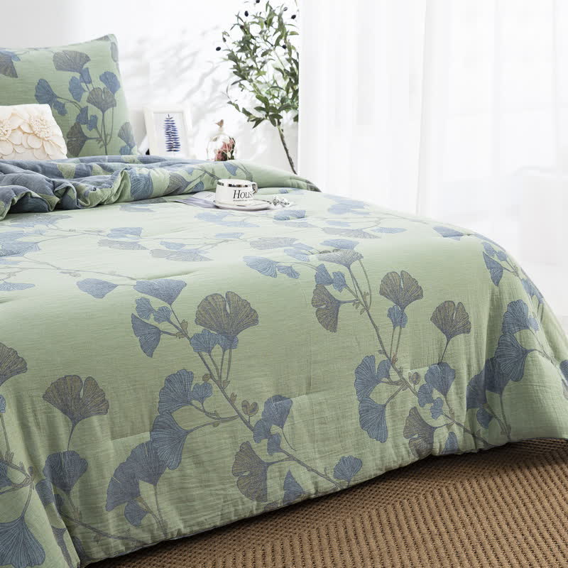 Ownkoti Rustic Ginkgo Leaf Cotton Gauze Bedding  - image 8