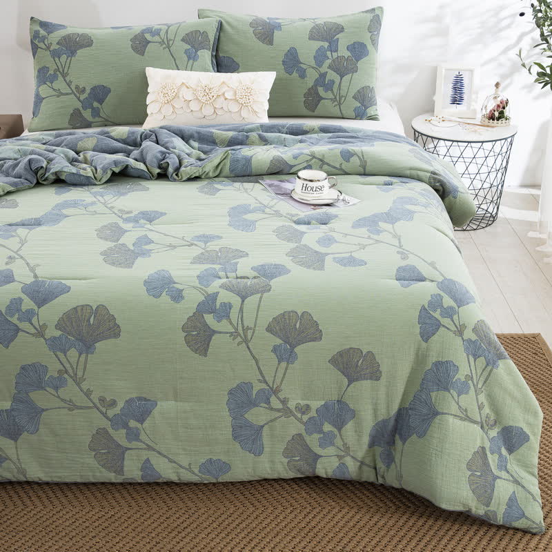 Ownkoti Rustic Ginkgo Leaf Cotton Gauze Bedding  - image 7