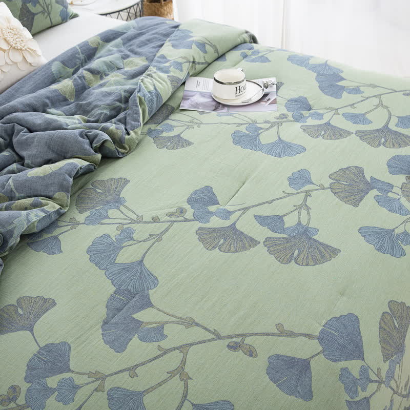 Ownkoti Rustic Ginkgo Leaf Cotton Gauze Bedding  - image 10