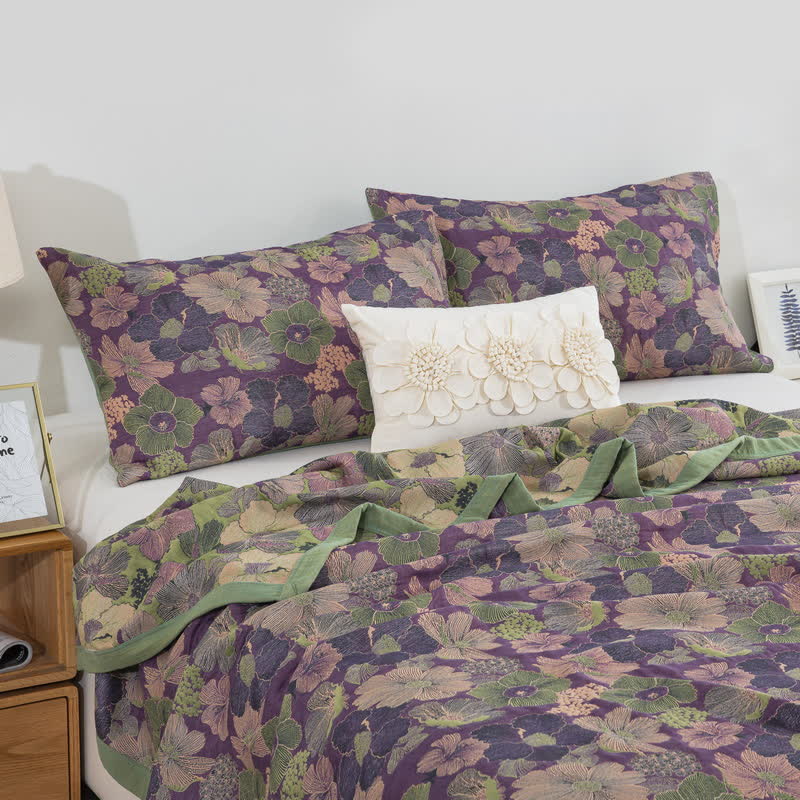 Ownkoti Reversible Blossom Floral Cotton Gauze Quilt - 2pcs Pillowcases - 48cm × 74cm - image 2