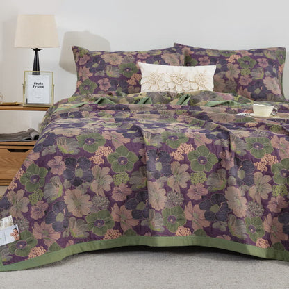Ownkoti Reversible Blossom Floral Cotton Gauze Quilt - Quilt with 2pcs Pillowcases - King - image 0