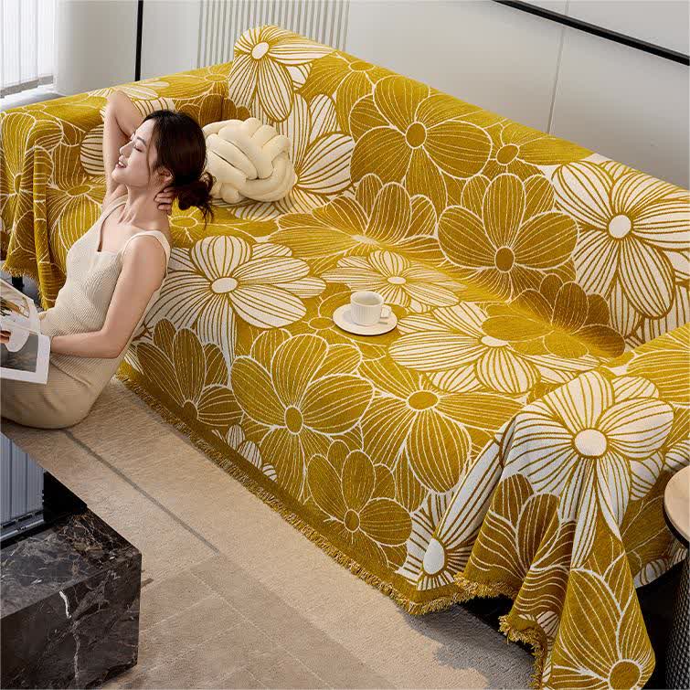 Chenille Jacquard Blooming Floral Sofa Protector - image 1