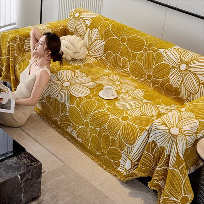 Chenille Jacquard Blooming Floral Sofa Protector - image 1