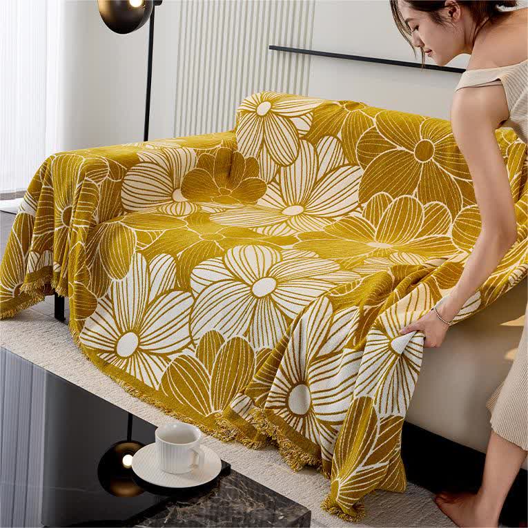 Chenille Jacquard Blooming Floral Sofa Protector - image 4