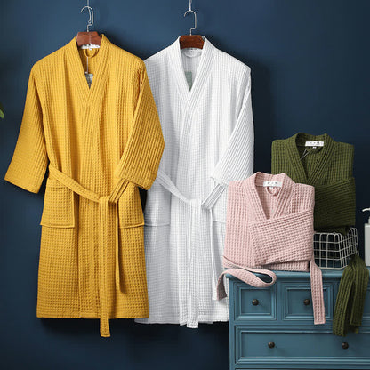 Ownkoti Simple Solid Color Cotton V-neck Bathrobe - image 1