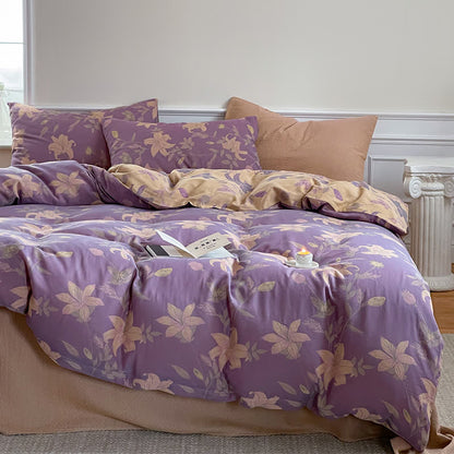 Floral Lily Cotton Gauze Bedding Set - Duvet Cover - King - image 0