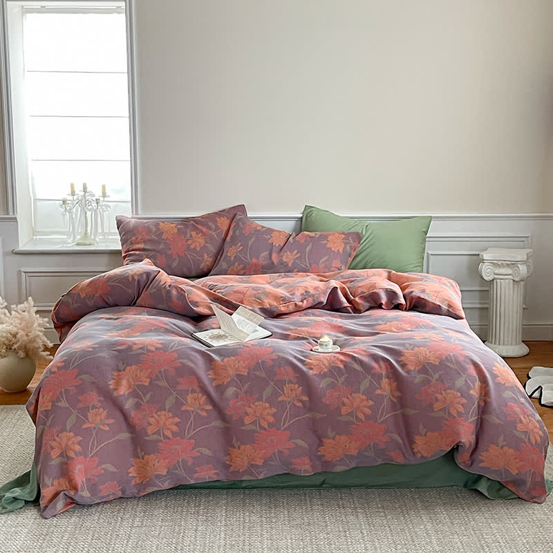 Pastoral Lotus Cotton Gauze Bedding Set (4PCS) - image 1