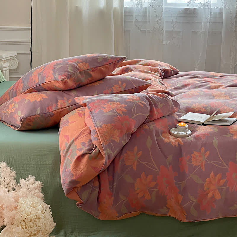 Pastoral Lotus Cotton Gauze Bedding Set (4PCS) - image 8