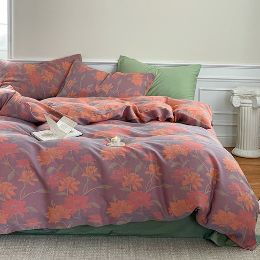 Pastoral Lotus Cotton Gauze Bedding Set (4PCS) - image 0