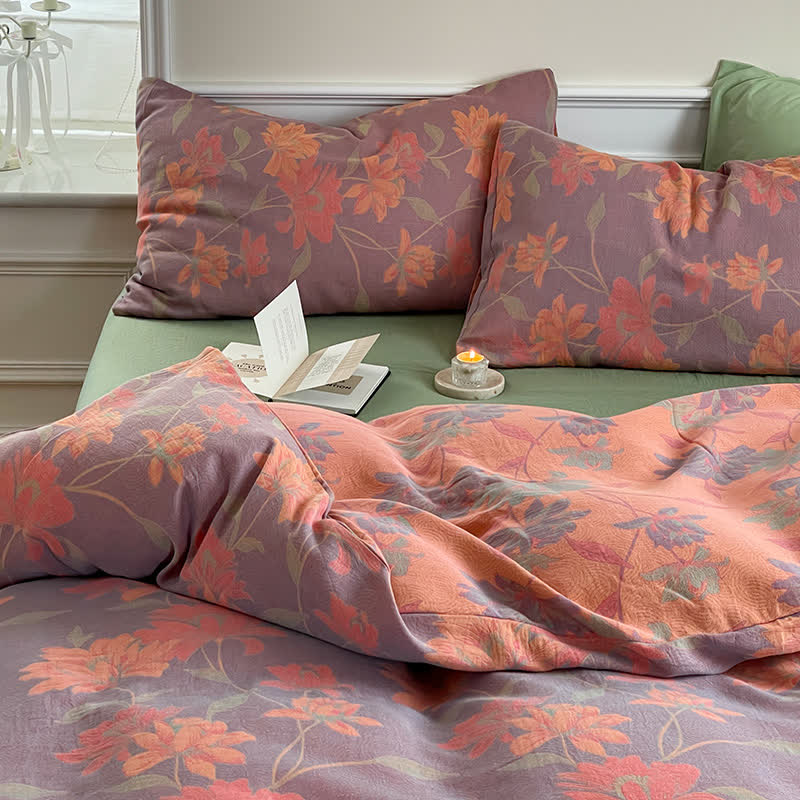 Pastoral Lotus Cotton Gauze Bedding Set (4PCS) - image 10