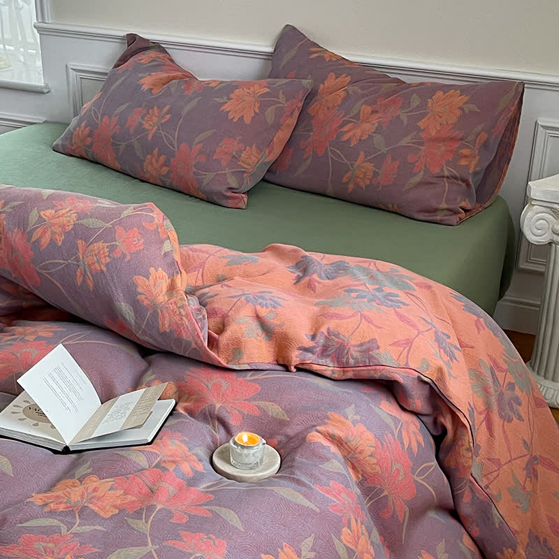 Pastoral Lotus Cotton Gauze Bedding Set (4PCS) - image 9