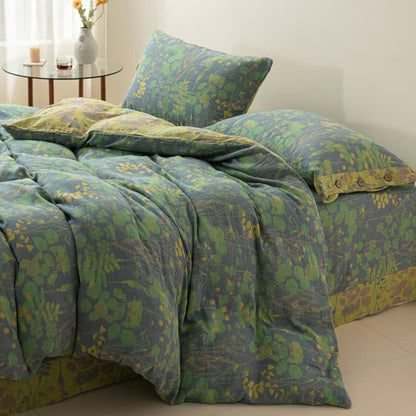 Ownkoti Lotus Pond Cotton Gauze Button Bedding Set (4PCS) - image 2