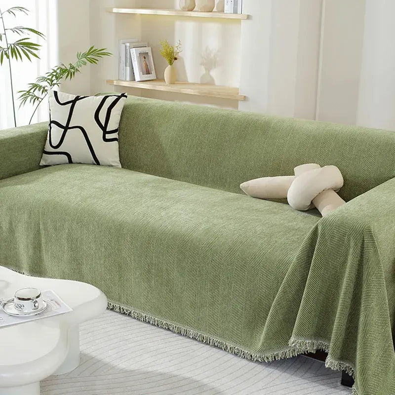 Ownkoti Chenille Herringbone Tassel Couch Cover - image 3