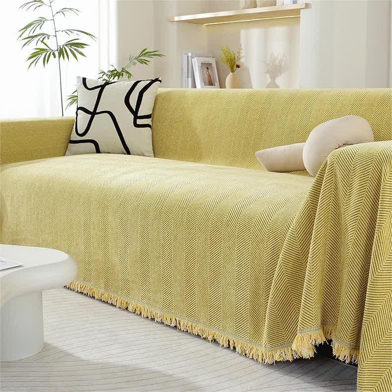 Ownkoti Chenille Herringbone Tassel Couch Cover - image 11