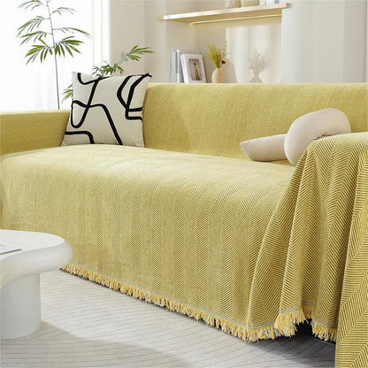 Ownkoti Chenille Herringbone Tassel Couch Cover - image 11
