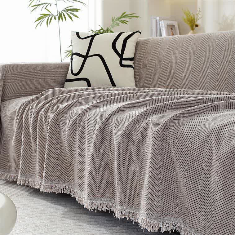 Ownkoti Chenille Herringbone Tassel Couch Cover - image 8