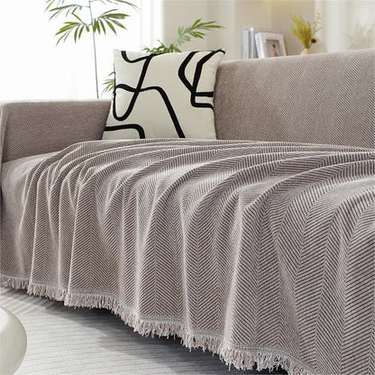 Ownkoti Chenille Herringbone Tassel Couch Cover - image 8