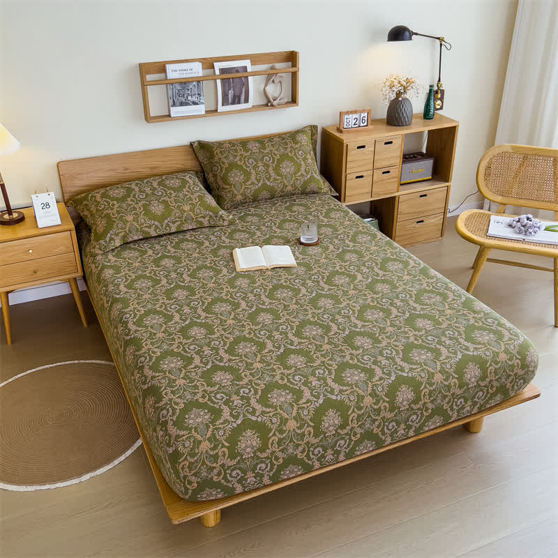 Ownkoti Vintage Elegant Cotton Gauze Fitted Sheet