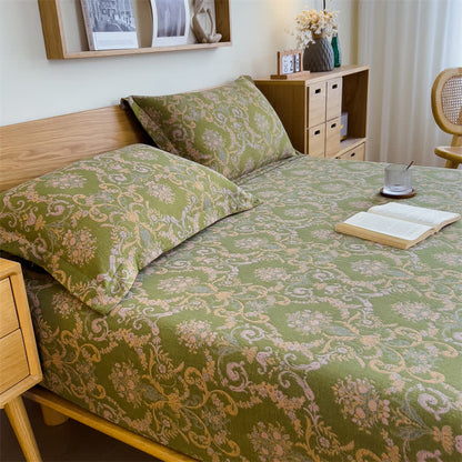 Ownkoti Vintage Elegant Cotton Gauze Fitted Sheet