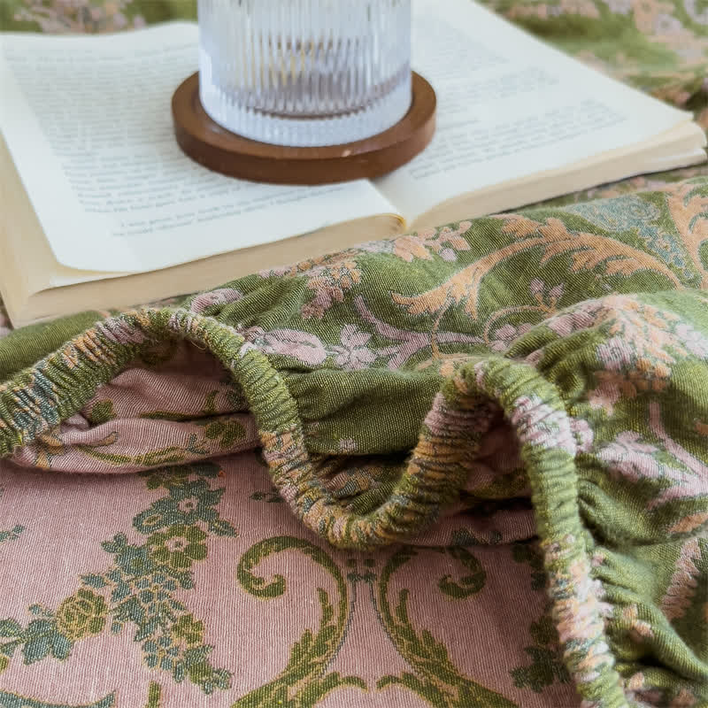 Ownkoti Vintage Elegant Cotton Gauze Fitted Sheet