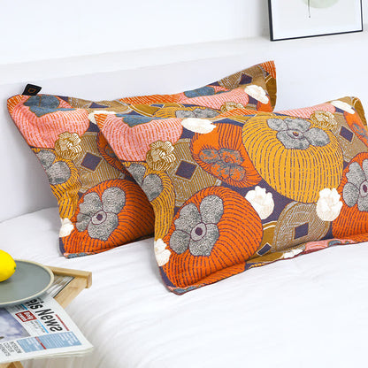 Ownkoti Colorful Persimmon Cotton Gauze Reversible Quilt - 2pcs Pillowcases - 19" x 29" - image 9