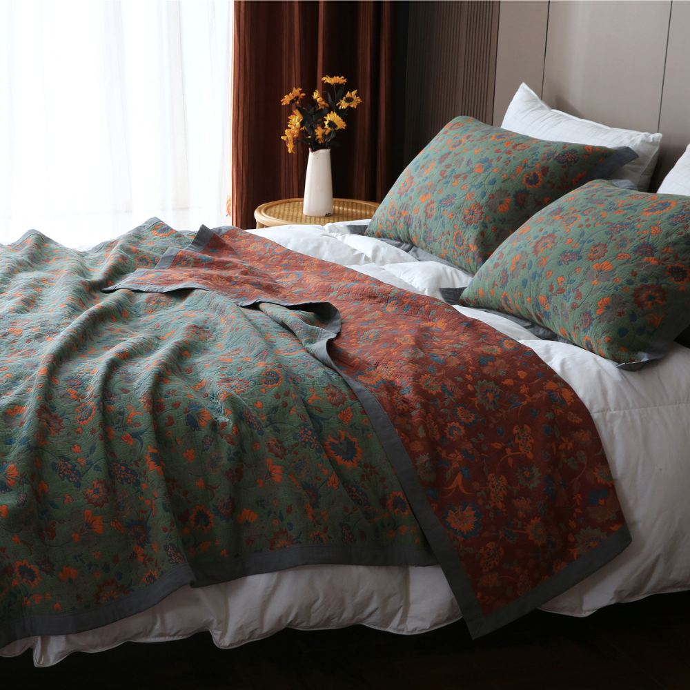Ownkoti Retro Flower Pure Cotton Reversible Quilt - image 3