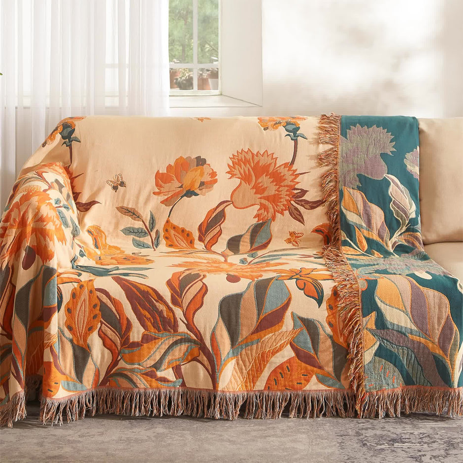Floral Nap Blanket Cotton Gauze Sofa Four Seasons Non Slip Cover Cloth Blanket