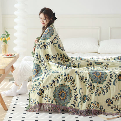 Ownkoti Cotton Gauze Floral Reversible Tassel Quilt - image 4
