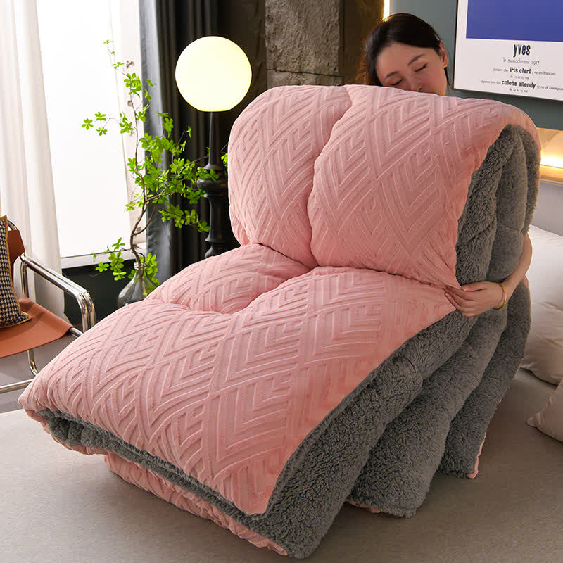 Ownkoti Thick Sherpa Winter Blanket with Quilt Core - Pink - King - image 33