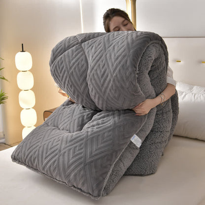 Ownkoti Thick Sherpa Winter Blanket with Quilt Core - Dark Gray - King - image 7