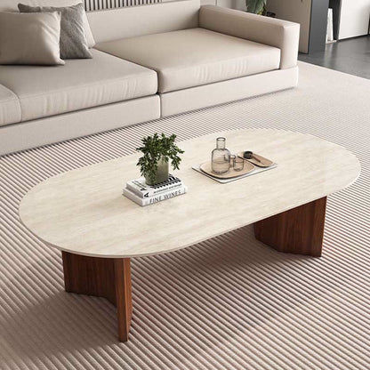 Ownkoti Slate Oval Walnut Coffee Table - Walnut - image 0
