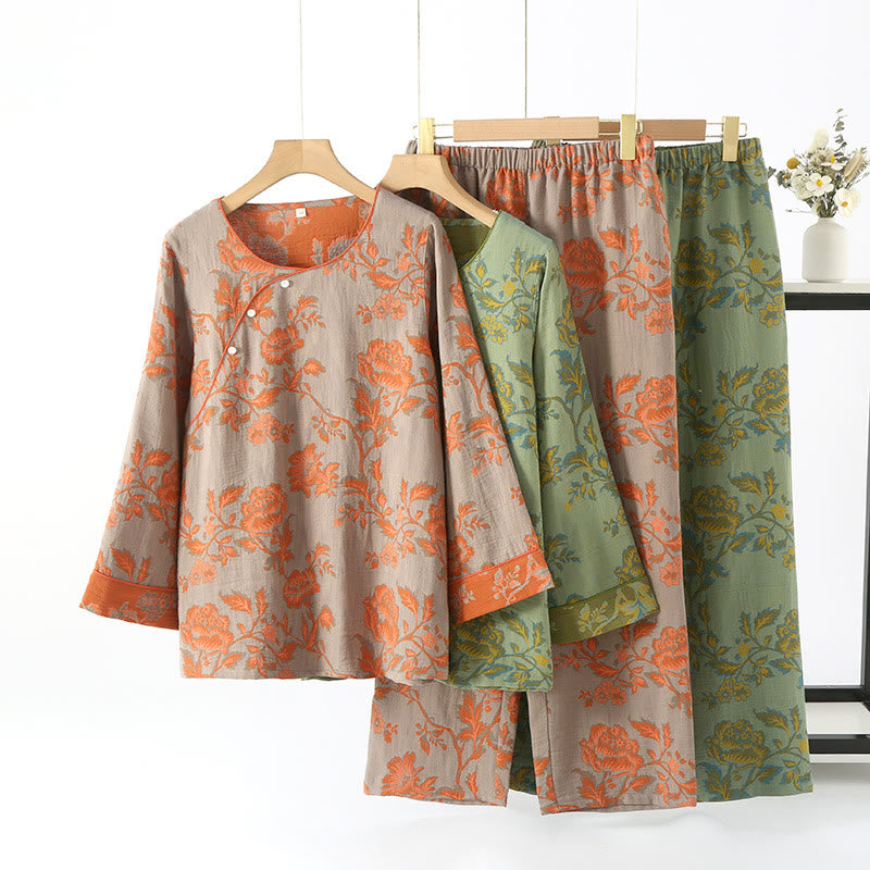 Ownkoti Cotton Gauze Floral Round-neck Nightwear Set - image 0