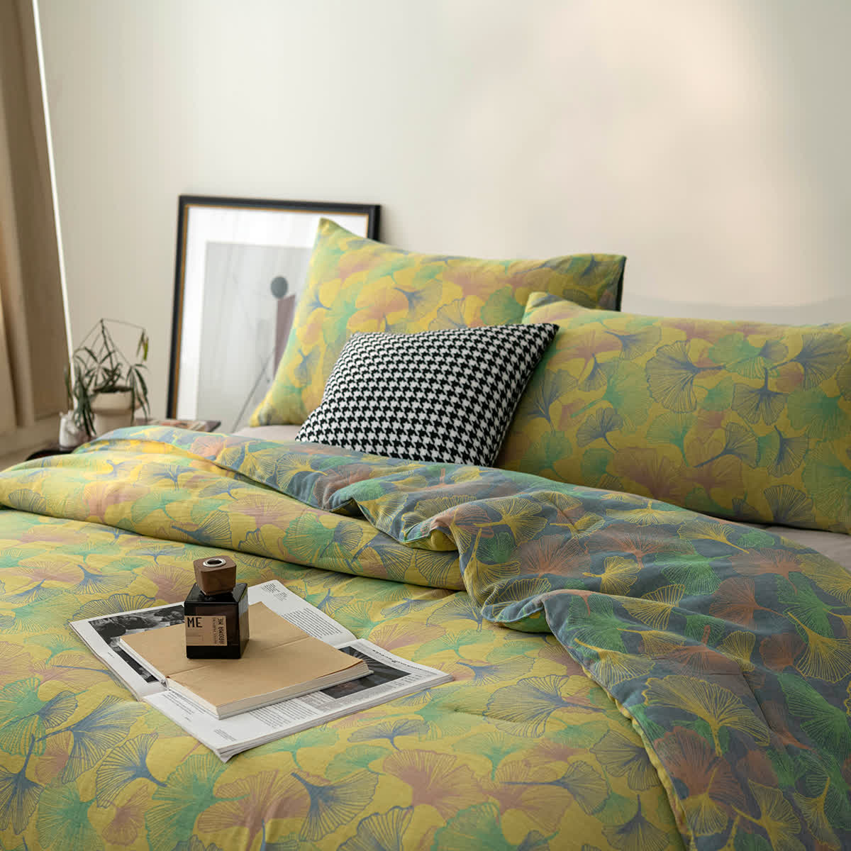 Ownkoti Ginkgo Leaf Cotton Gauze Elegant Bedding  - image 4