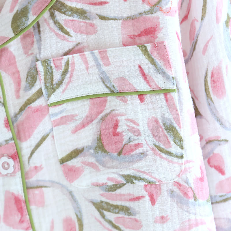 Floral Tulip Cotton Gauze Pajama Set - image 5