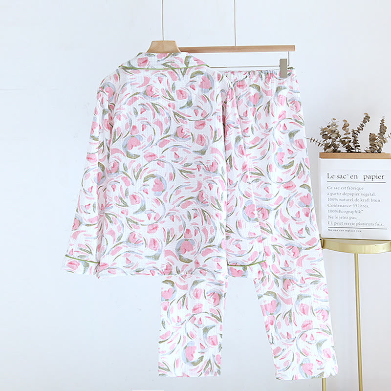 Floral Tulip Cotton Gauze Pajama Set - image 1