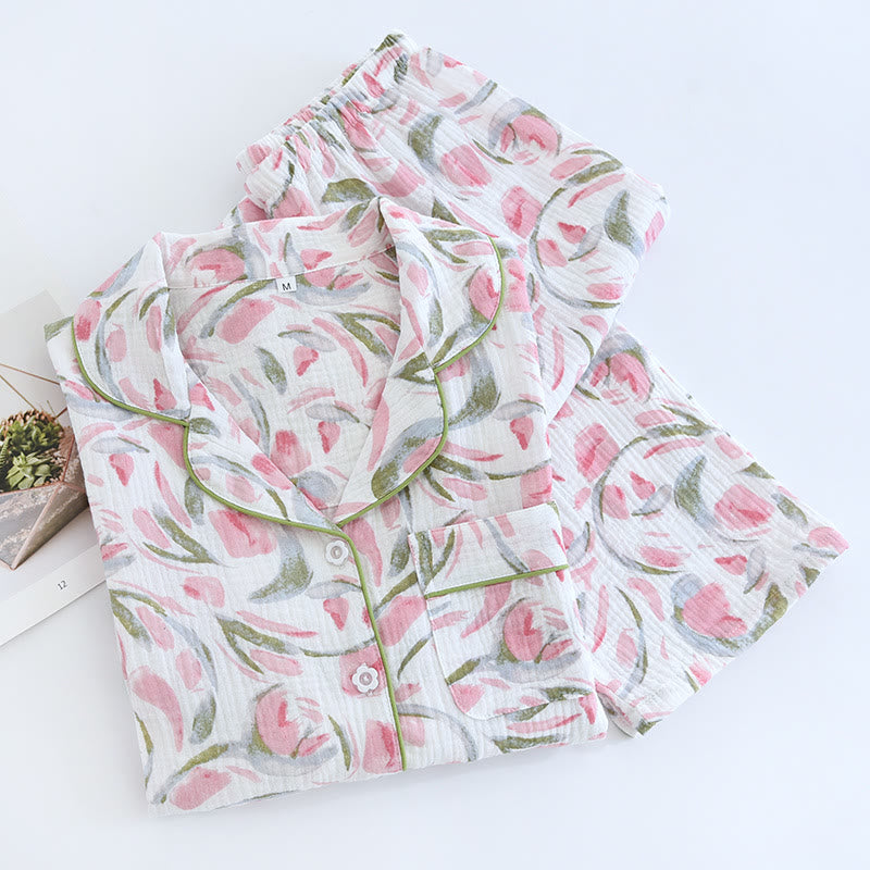 Floral Tulip Cotton Gauze Pajama Set - image 2